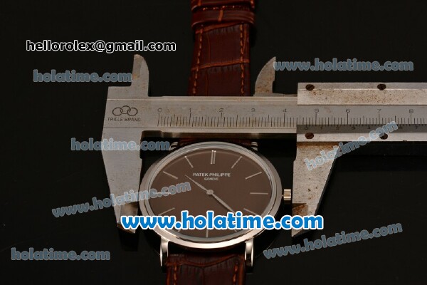 Patek Philippe Calatrava Miyota OS2035 Quartz Steel Case with Brown Dial and Stick Markers - Click Image to Close